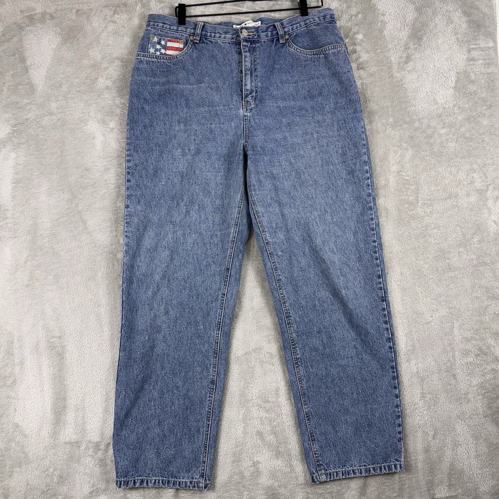 Tommy Hilfiger WOMENS SZ 18 Wide Leg‎ Baggy Jeans America Flag VINTAGE Y2K '01